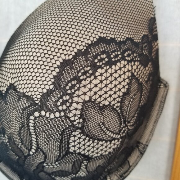 Gilligan & O'Malley Bra 36D Black over Nude Favorite Lightly Lined EUC - Picture 2 of 7